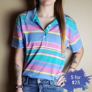 Vintage colorful striped collared shirt